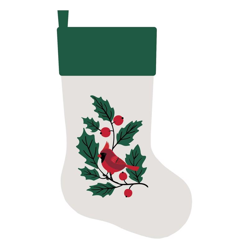 Celebrations Cardinal Applique Christmas Stocking (Pack of 12)