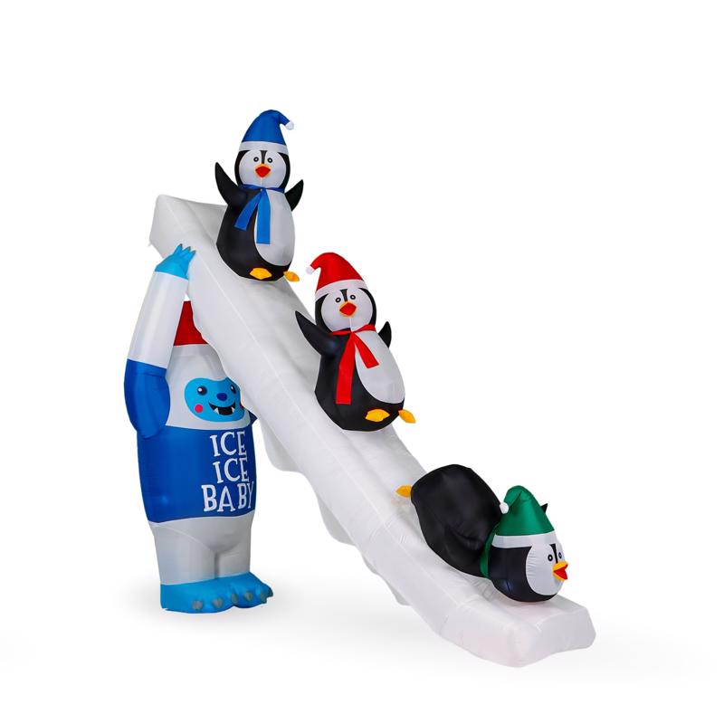 Seasonal Creations A Holiday Company LED Penguins and Yeti 10 ft. Inflatable