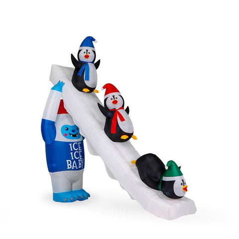 Seasonal Creations A Holiday Company LED Penguins and Yeti 10 ft. Inflatable