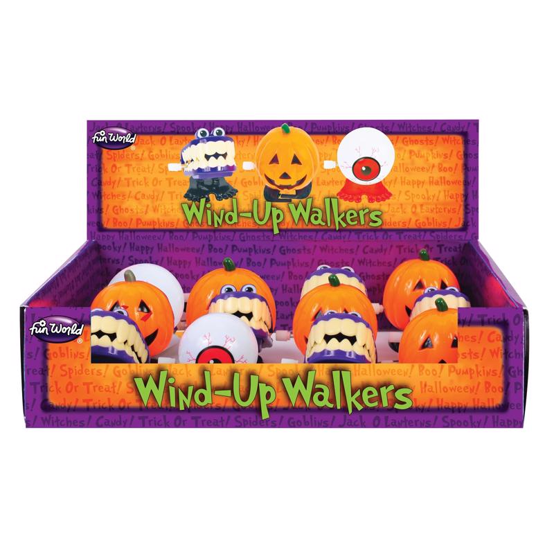 Fun World Eyes/Pumpkin/Teeth Wind Up Walking Toys (Pack of 24)