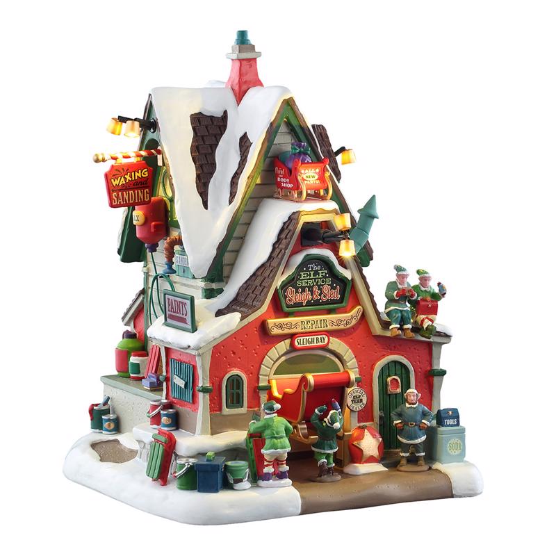 Lemax LED Elf Service Sleigh and Sled Repair Christmas Village (Pack of 4)