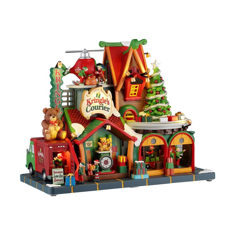 Pueblo Navideño Lemax LED Kringle Courier (Paquete de 2)