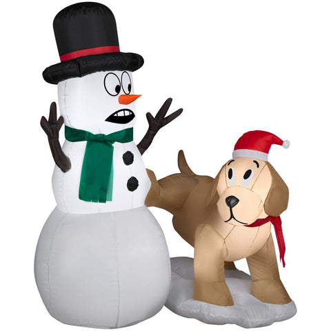 Gemmy Christmas Golden Retriever w/Snowman Scene 48 in. Inflatable