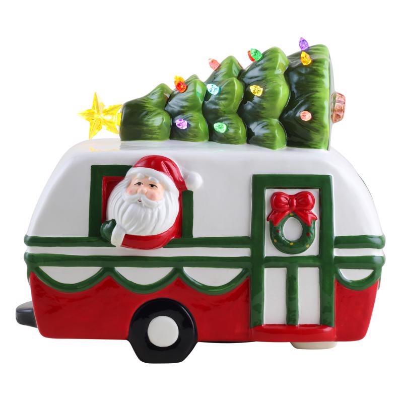 Mr. Christmas LED Santa Camper Table Decor 9 in.