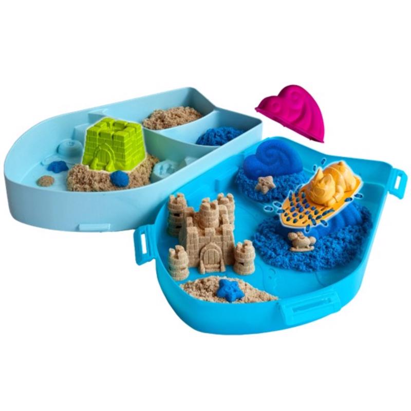Kit de juego de arena cinética de surf y playa azul