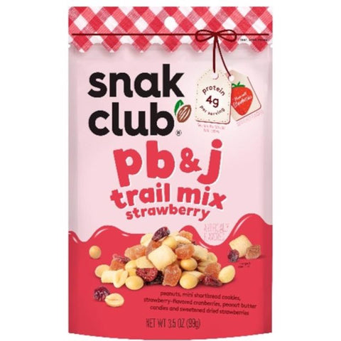 Snak Club Peanut Butter/Jelly/Strawberry Trail Mix 3.5 oz Bagged (Pack of 6)