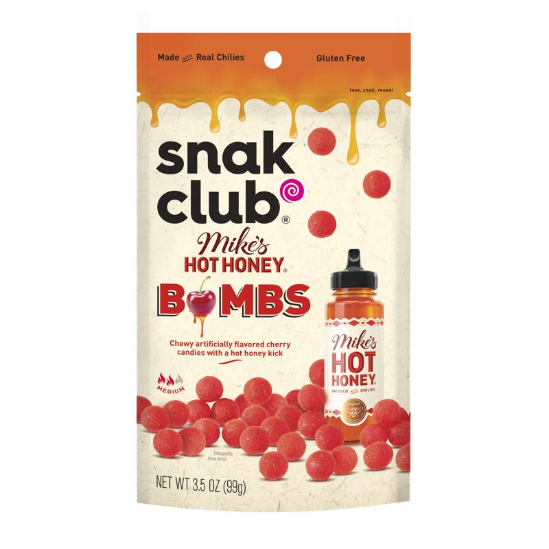 Snak Club Hot Honey Cherry Bombs Gummi Candy 3.5 oz Bagged (Pack of 6)