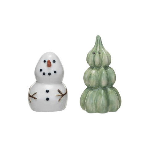 Creative Co-Op Snowman and Tree Table Decor (Pack of 12)