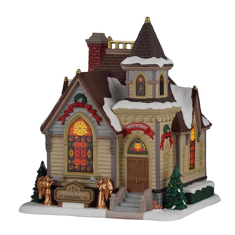 Lemax LED Maple Lane Chapel Christmas Village