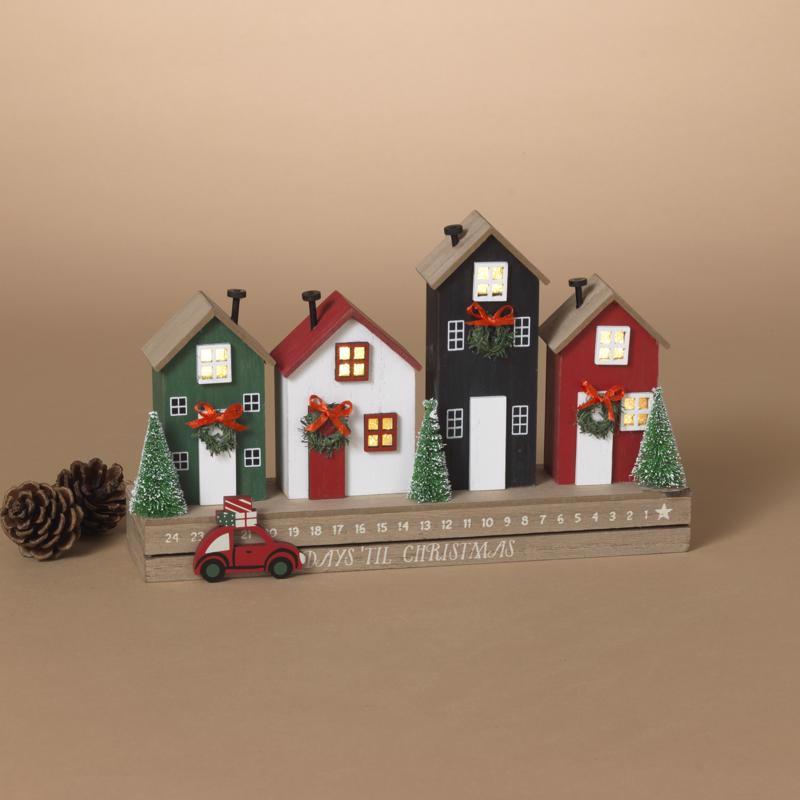 Gerson Lighted Row House Countdown Calendar Table Decor (Pack of 6)