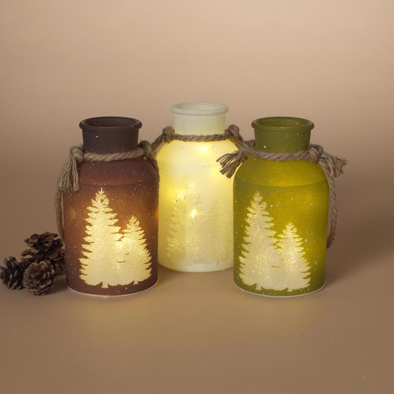 Gerson Lighted Holiday Glass Lantern 7.25 in. (Pack of 9)