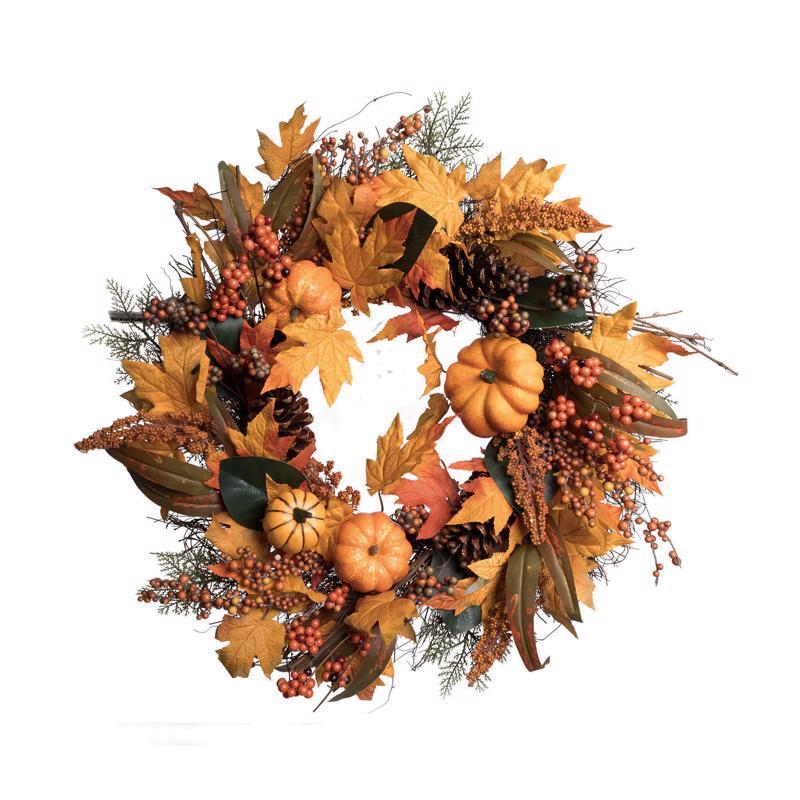 Celebrations 35 ct 24 in. LED Orang/Yellow Fall Wreath