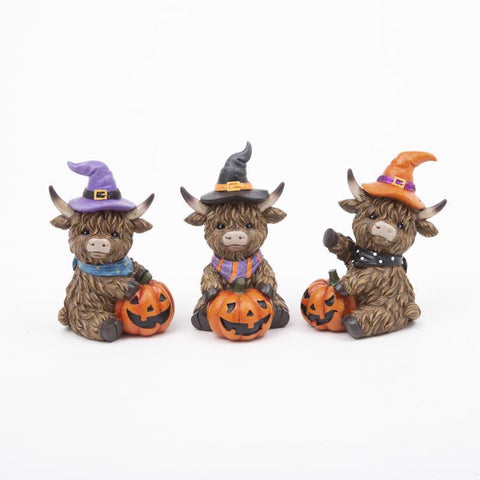 Gerson Resin Halloween Highland Cow Halloween Decor (Pack of 6)