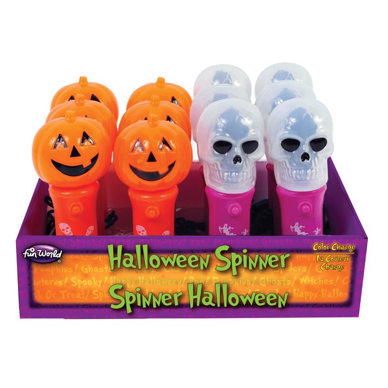 Fun World Pumpkin and Skull Halloween Mini Spinner (Pack of 24)