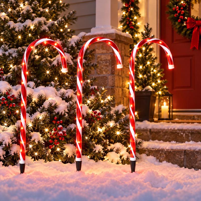 Celebrations 3 PC 3F Jumbo LED Red/White Candy Canes 36 in. Pathway Decor
