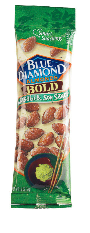 Blue Diamond Bold Wasabi and Soy Sauce Almonds 1.5 oz Bagged (Pack of 12)