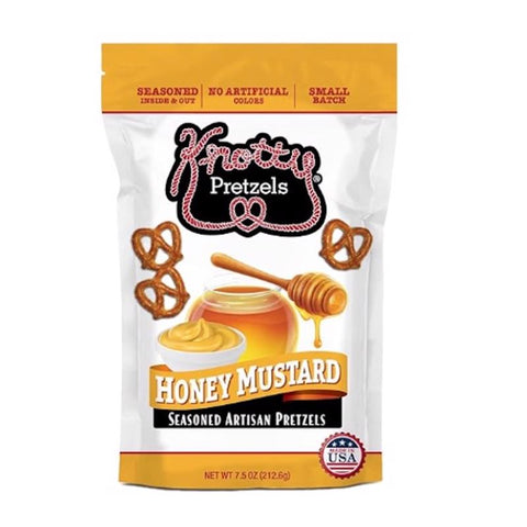 Knotty Pretzels Honey Mustard Pretzels 7.5 oz Pouch (Pack of 6)