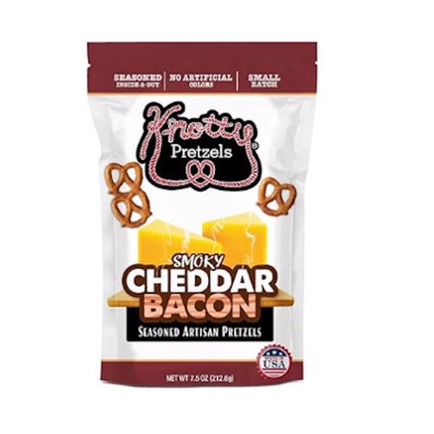Knotty Pretzels Smokey Cheddar Bacon Pretzels 7.5 oz Pouch (Pack of 6)