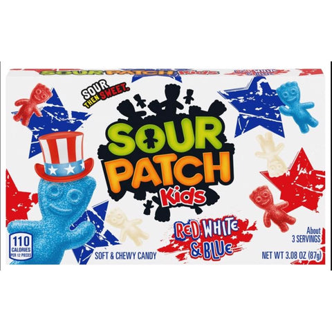 Sour Patch Kids Blue Raspberry/Redberry/Lemon Candy 3.08 oz (Pack of 12)