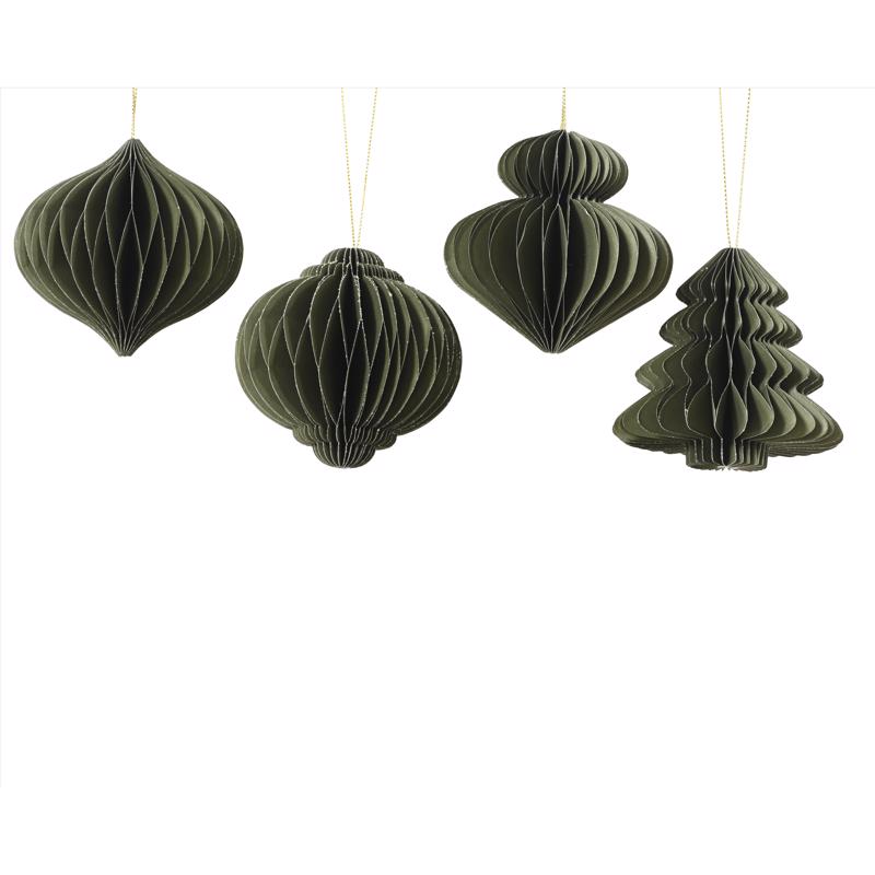 Decoris Green Paper Ornaments (Pack of 16)