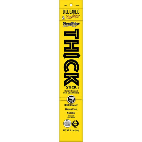 StoneRidge Wholesale Thick Stick Dill Garlic Meat Sticks 1.5 oz Shrink Wrapped (Pack of 15)