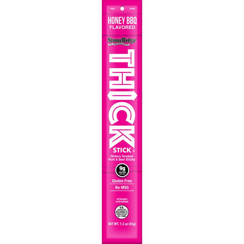 StoneRidge Wholesale Thick Stick Honey BBQ Meat Sticks 1.5 oz Shrink Wrapped (Pack of 15)