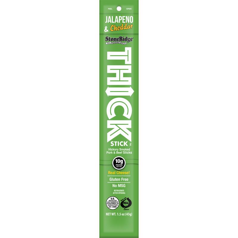 StoneRidge Wholesale Thick Stick Jalapeno Cheddar Meat Sticks 1.5 oz Shrink Wrapped (Pack of 15)