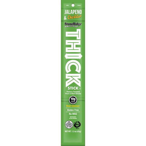 StoneRidge Wholesale Thick Stick Jalapeno Cheddar Meat Sticks 1.5 oz Shrink Wrapped (Pack of 15)
