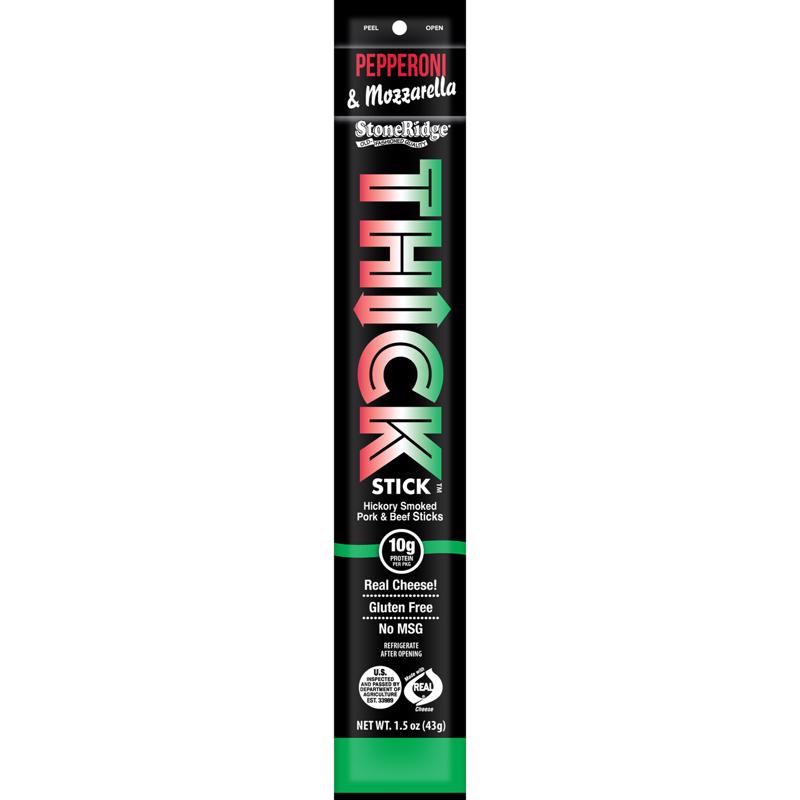 StoneRidge Wholesale Thick Stick Peperoni Mozzarella Meat Sticks 1.5 oz Shrink Wrapped (Pack of 15)