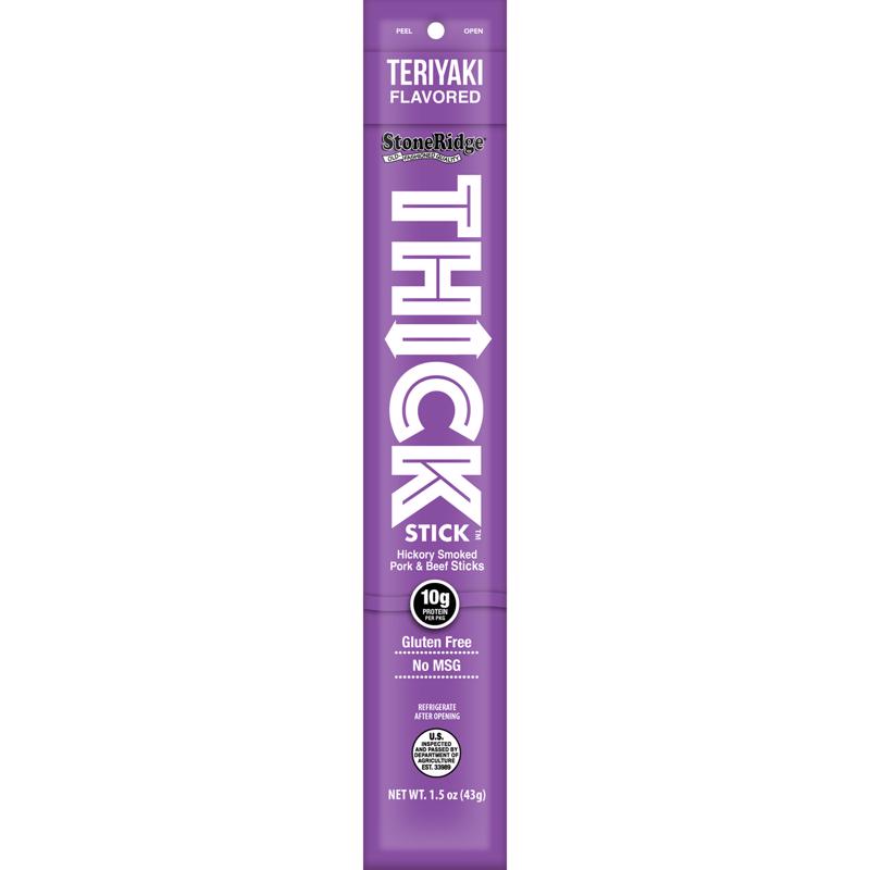 StoneRidge Wholesale Thick Stick Teriyaki Meat Sticks 1.5 oz Shrink Wrapped (Pack of 15)