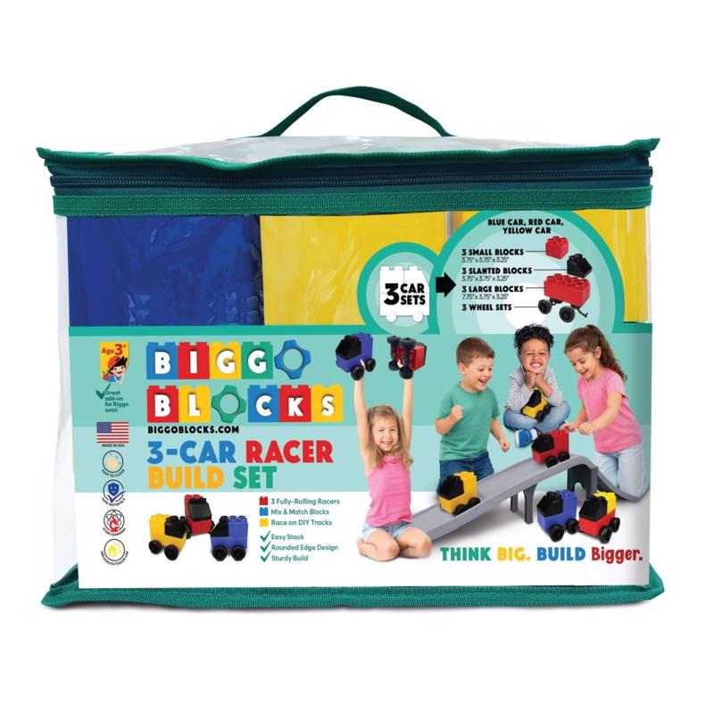 Biggo Blocks 3 Car Racer Jumbo Building Blocks Assorted 9 pc