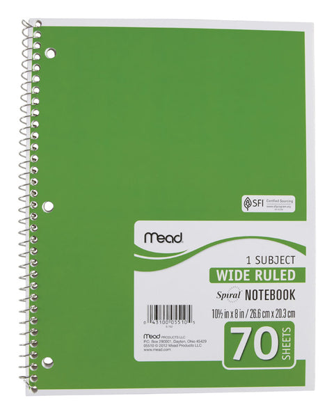 Mead 8 in. W X 10-1/2 in. L Wide Ruled Spiral Assorted Notebook (Pack of 24)