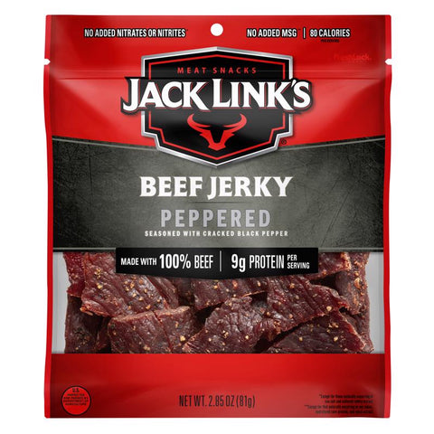 Jack Link's Peppered Beef Jerky 2.85 oz Bagged (Pack of 8)