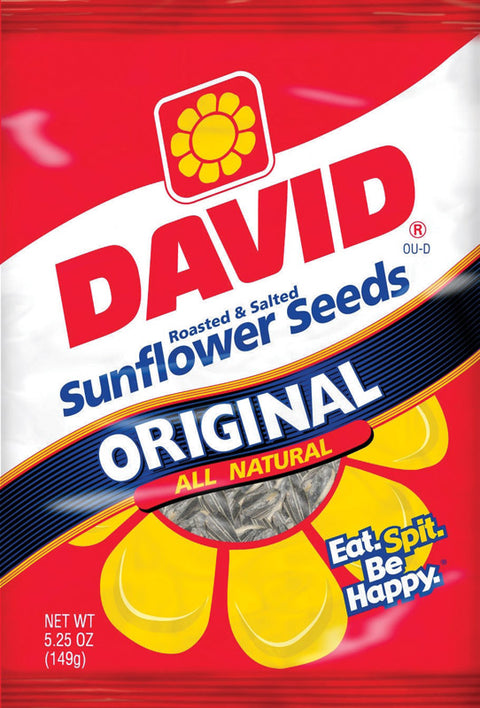 David Original Roasted Salted Sunflower Seeds 5.25 oz Pegged (Pack of 12)