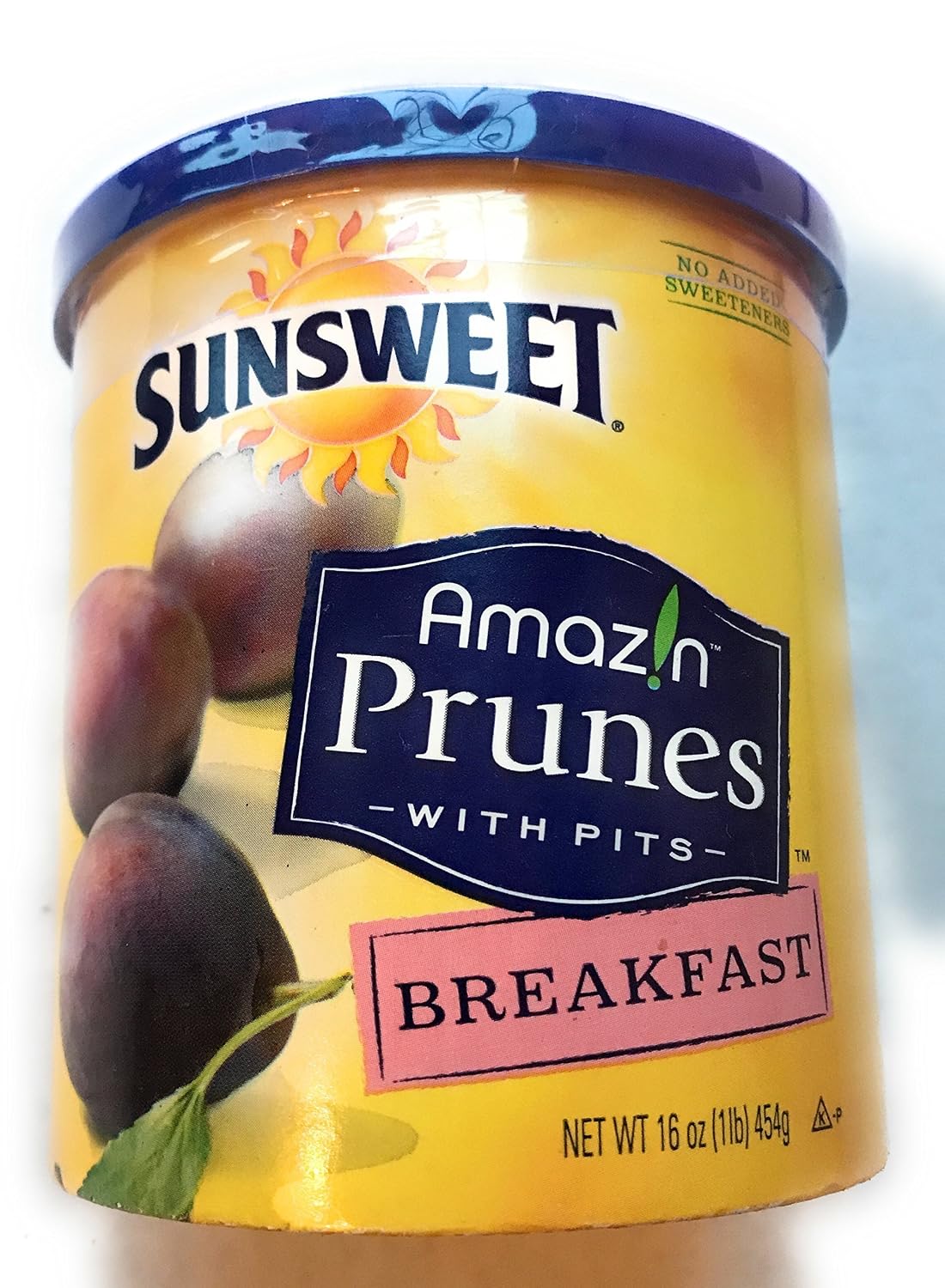 Sunsweet Amaz!n Breakfast Prunes with Pits, Whole Dried Plums, 16 oz Container
