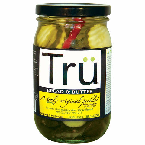 Tru Pickles Bread and Butter Pickles 16 oz Jar (Pack of 6)