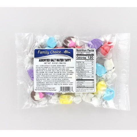 Family Choice Assorted Salt Water Taffy Candy 6.5 oz (Pack of 12)