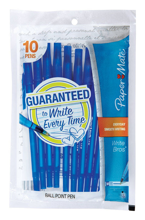 Paper Mate Write Bros Blue Ball Point Pen 10 pk (Pack of 12)