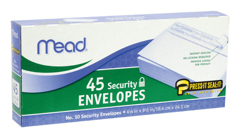 Mead 9.5 in. W X 4.12 in. L No. 10 White Envelopes 45 pk (Pack of 24)