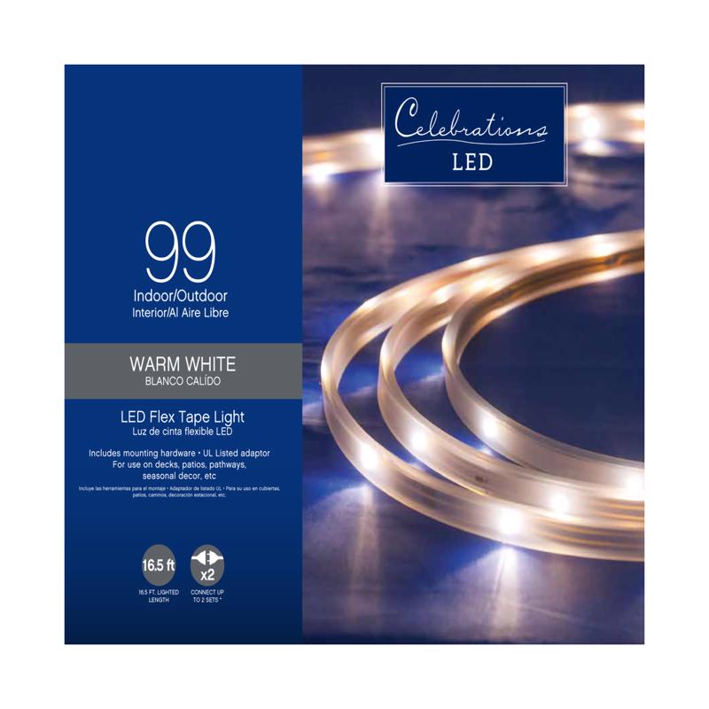 Celebrations LED Clear/Warm White 99 ct Rope Tape Light 16.5 ft.