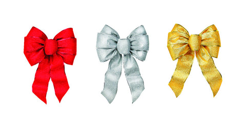 Holiday Trims Assorted 7 Loop Christmas Bow 8.5 in. (Pack of 12)