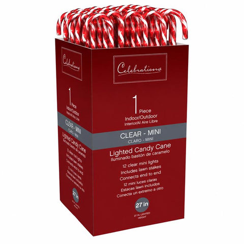 Celebrations Clear Lighted Candy Cane 27 in. Pathway Decor (Pack of 24)