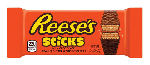 Reese's Sticks Crisp Wafer, Milk Chocolate, Peanut Butter Candy Bar 1.5 oz (Pack of 20)