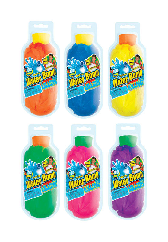 Water Bomb Water Balloons Assorted 100 pc (Pack of 24)