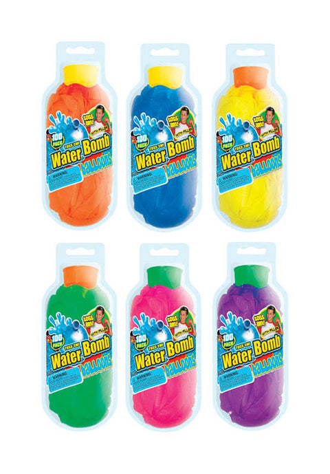 Water Bomb Water Balloons Assorted 100 pc (Pack of 24)