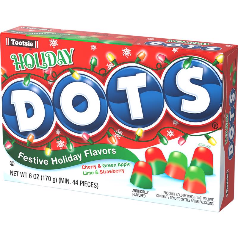 Dots Christmas Cherry, Lime & Vanilla Gumdrops 6 oz (Pack of 12)