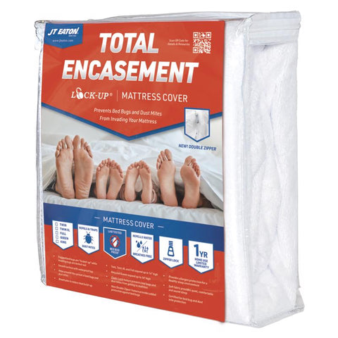 JT Eaton Lock-Up Queen White Stretch-Knit Polyester Mattress Encasement Cover