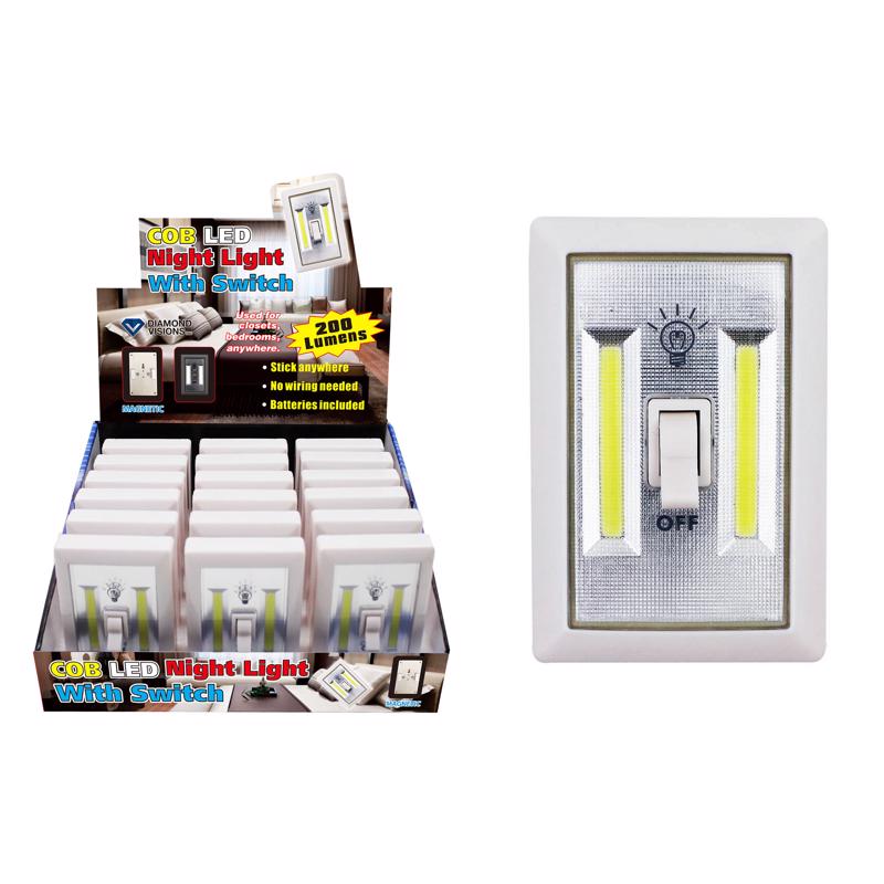 Diamond Visions Automatic/Manual LED Night Light w/ Switch (Pack of 18)