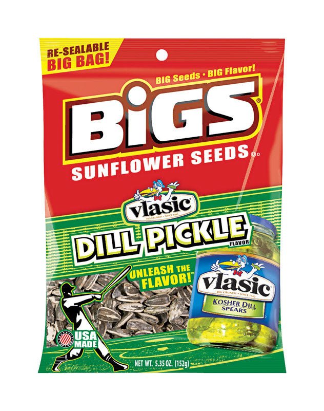 BIGS Dill Pickle Sunflower Seeds 5.35 oz Pegged (Pack of 12)