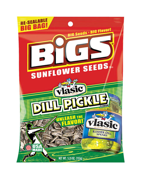 BIGS Dill Pickle Sunflower Seeds 5.35 oz Pegged (Pack of 12)